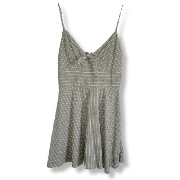 Francescas Trixxi Green Striped Swiss Dot Textured Cottagecore Dress - Picture 1 of 13